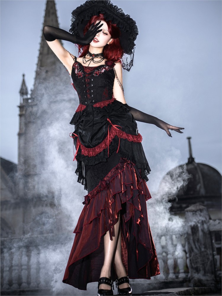 Corset Waist Cinch - Olgun bir kadının ziyafetinde giyebileceği, gotik