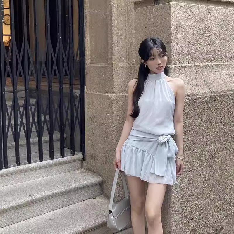 Corset Waist Cinch - Bel Kemerli Tatil Elbisesi Kadın Kısa
