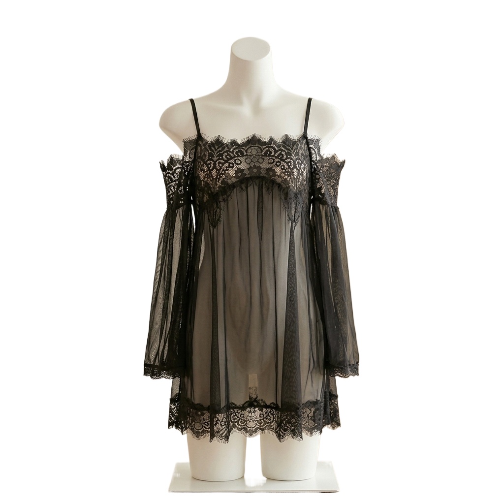 Kadınlar için Siyah Kirpik Dan - Babydoll Chemise Night incelemesi ve fiyatı