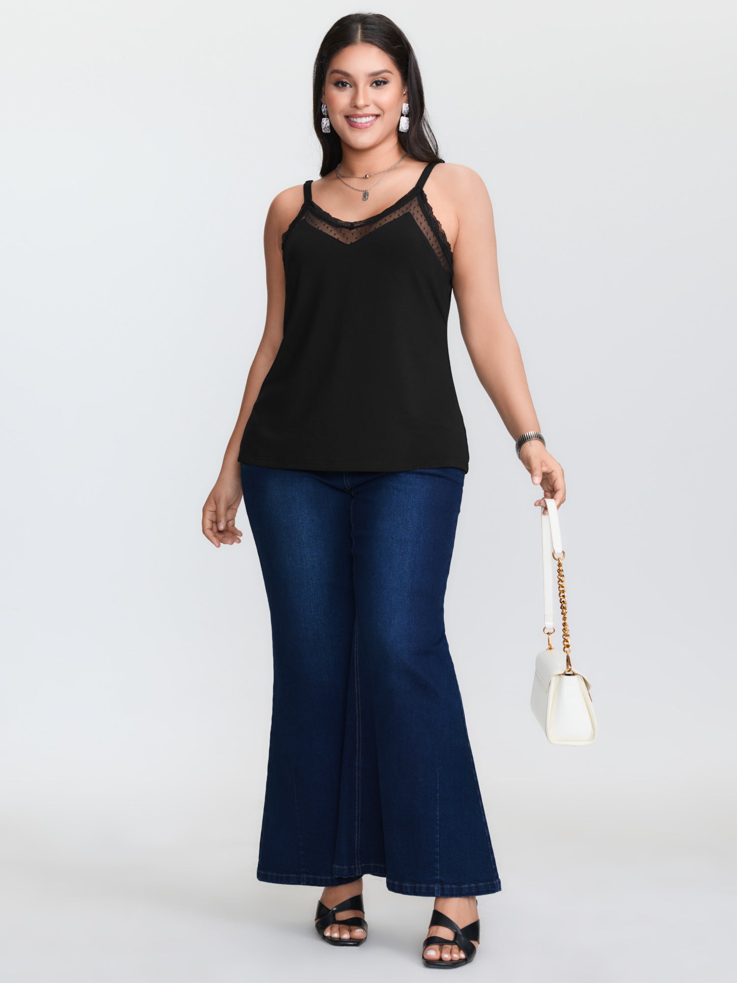 Büyük beden, siyah, örgü görün - Cami Top Lace incelemesi ve fiyatı